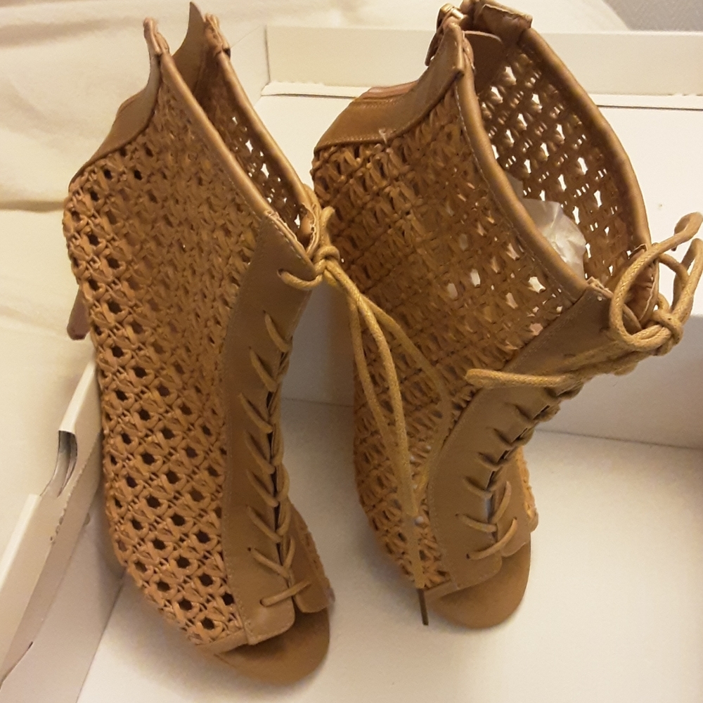 Cato weave open toe ankle bootie